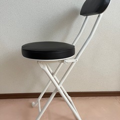 折りたたみ丸イス背付き　４脚セット　ブラウン×ホワイトの画像