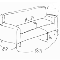  ニトリ　三人掛けソファ　グレー　グリーンのカバー、クッション付きの画像