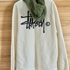 Stussy アイボリー/オリーブ フーディ Mの画像