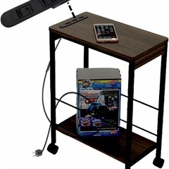 狭いサイドテーブル、充電ステーション付きエンドテーブル、3段ナイ...