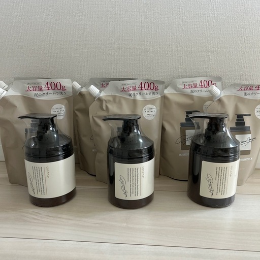 hugkumi+ cocone クレイクリームモイストシャンプー　本体+詰替2個セット