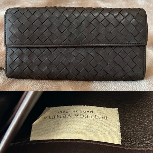 ボッテガヴェネタイントレチャートロングウォレット二つ折り長財布ボッテガベネタ BOTTEGA VENETA レザー牛革本革メンズ