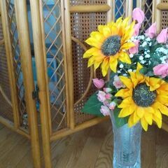 ◆【造花・２種盛り】　《ひまわり　&　薔薇(２種入り)》　※ひまわりと、薔薇を分けて飾ってもスッキリ綺麗です。の画像