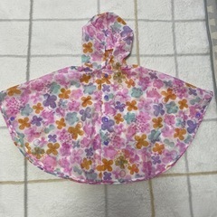 花柄ベビーポンチョ フード付き　80-90cm