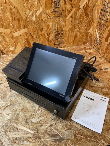 C(7331）カシオ タッチスクリーンターミナル V-R200-BD-J レジ タッチパネル 動作品 CASIO 説明書あり 鍵２個 業務用 店舗用 飲食店