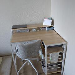 90cm幅 L字型 パソコン デスク 収納付きの画像