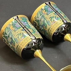 Eclectique kaikai 象更紗ワイングラス　2個ペア　 酒器 金彩の画像