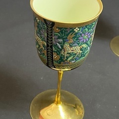 Eclectique kaikai 象更紗ワイングラス　2個ペア　 酒器 金彩の画像