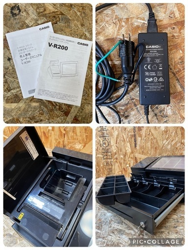 C(7332）カシオ タッチスクリーンターミナル V-R200-BD-J レジ タッチパネル 動作品 CASIO 説明書あり 鍵２個 