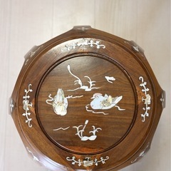 花梨 螺鈿細工 丸椅子 スツール 腰掛 中国美術 工芸品 マホガニー