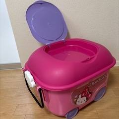 7月29日まで！ハローキティ　窓付おもちゃ箱 キャスター付き 収納ボックスの画像