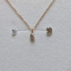 10金 K10 天然ダイヤモンドネックレスの画像