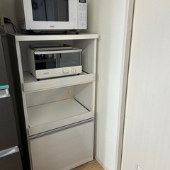 【中古】レンジボード（幅60×奥行43×高さ121.5cm）ホワ...