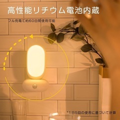 【新品】人感センサー付きナイトライト、授乳ライト 足元灯 ベッドサイドランプ 電球色の画像