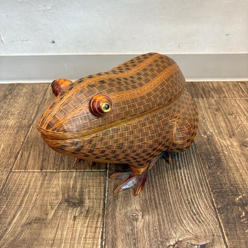 中国製 竹細工 竹製 カエル 蛙 かえる 小物入れ 籠 置物 天然素材 縁起物