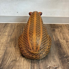 中国製 竹細工 竹製 カエル 蛙 かえる 小物入れ 籠 置物 天然素材 縁起物の画像