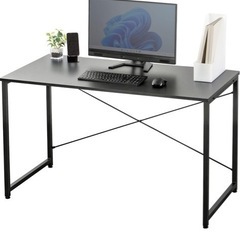 サンワダイレクト パソコンデスク 幅120×奥行60cm モニターアーム対応 机 PCデスク 組立簡単 ブラック 100-DESKF004BK3の画像