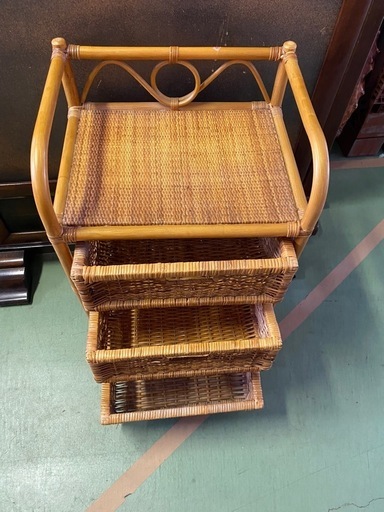 東○16 ラタン 籐 ラック 収納 棚 昭和 レトロ (錬金堂 長野高田店