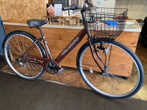 【前後タイヤ・チューブ新品！】ダイナモライト　6段変速　27インチ自転車　ブラウン