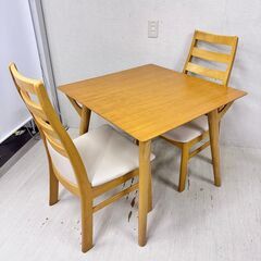  24374  2人掛けダイニングテーブル　チェア2脚3点セット...