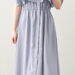 ケープ袖２WAY前釦ワンピース