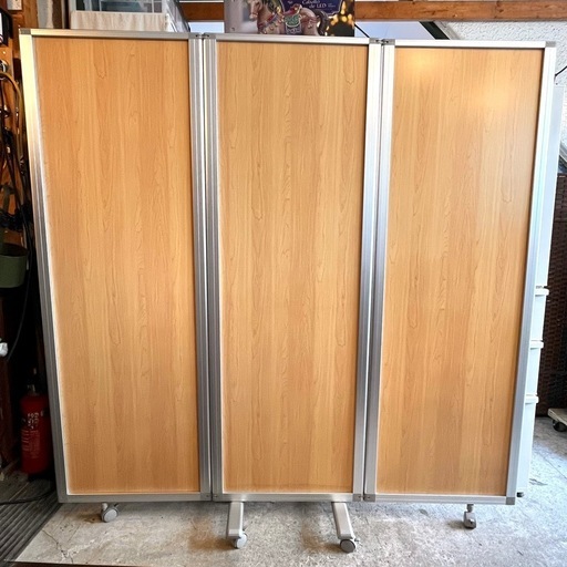 【武蔵小山店】　配送可！　｛A｝Comai コマイ 3連 パーテーション TP3-1806BN-NNWW 高さ180×幅180 部屋仕切り 衝立 キャスター付 木目調 オフィス