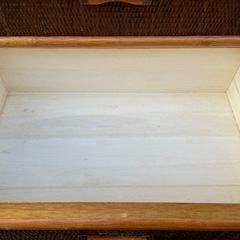 ★状態〇★ 家具 カザマ 藤 4段 チェスト ワイド W60xD40xH89cm ラタン 棚 衣類 収納の画像