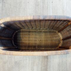ラタン バスケット 薄型 籐籠 籐かご カゴ 小物入れ レトロ　/TJ-2464 2F北の画像