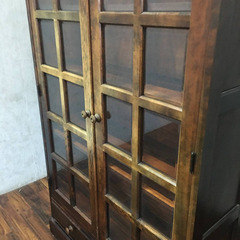 🔷🔶🔷ww1/91 北海道民芸家具 樺無垢材 本棚 書棚 書庫 ブックシェルフ 引き出し付き キャビネット 和モダン 和室 古民家 ★直接引取歓迎🔷🔶🔷の画像