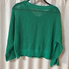 G R L 緑　あみあみカーディガン　トップス　美品の画像