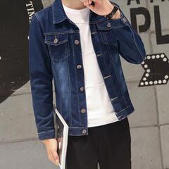 メンズ デニムジャケット 長袖 秋服 ジージャン トップス ブルー XLの画像