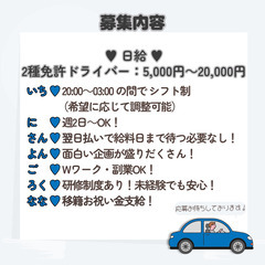 🚗運転代行の2種免許ドライバーを募集中！楽しく稼ぎませんか？初期メンバー募集中！の画像