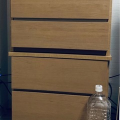写真追加木製タンス2段キャスター付きの画像