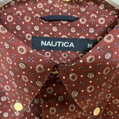 NAUTICA ノーティカ 長袖シャツ M ワインレッド 上品 大人カジュアルの画像