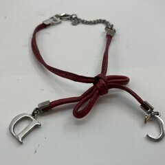 Ｃｈｒｉｓｔｉａｎ　Ｄｉｏｒ　ブレスレット　腕周り約２１．５ｃｍ　レッド＆シルバー 送料無料の画像