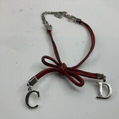 Ｃｈｒｉｓｔｉａｎ　Ｄｉｏｒ　ブレスレット　腕周り約２１．５ｃｍ　レッド＆シルバー 送料無料の画像