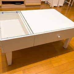 テーブル 白 引き出し付きの画像