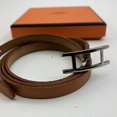 HERMES ビーアピ □F ブレスレット・バングル　ブラウン　...