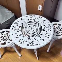 ローズアルミガーデンテーブル&チェアー 3点セット