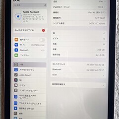 ipad air第４世代　10.9インチ　A2316 ２５６GB　WI-FI バッテリー７９%の画像