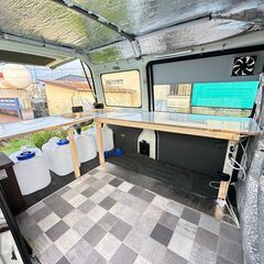 三菱　ミニキャブバン　　キッチンカー　　移動販売車　２槽シンク　給排水タンク　換気扇　ＬＥＤ照明の画像