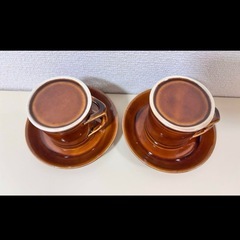 コーヒーカップ　マグカップ　デミタスカップ　ソーサー　セット　飴釉　ブラウン　茶色　可愛い　ミニ　お洒落の画像
