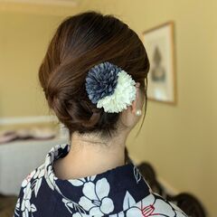 浴衣　ヘアセット無料！　出張着付け　着物　ゆかた　祭　まつり　半幅帯