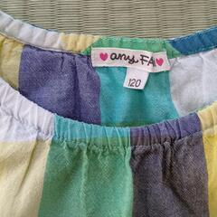 120cm チェック ワンピース　青の画像