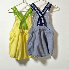 新品・タグ付Baby60~70サイズ　ギンガムチェックロンパース2点セットの画像