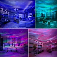 オーロラ、水面、プロジェクター　プラネタリウム