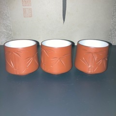 ✨未使用✨ 【昭和レトロ】【懐かしい】【磁器製】朱泥急須 湯呑み3個 セットの画像