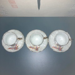 【丸山陶器】 🇯🇵和柄 鶴 磁器製 ティーカップ&ソーサー3組セット🪽
の画像
