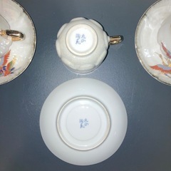【丸山陶器】 🇯🇵和柄 鶴 磁器製 ティーカップ&ソーサー3組セット🪽
の画像