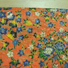 小物入れ　オレンジ×花の画像